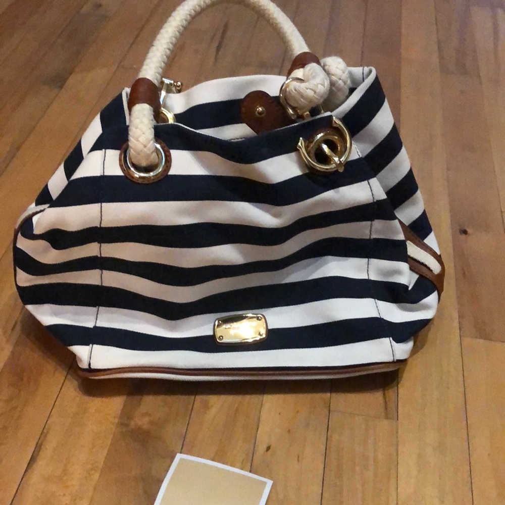 Michael Kors Navy-stripe nautical-theme purse